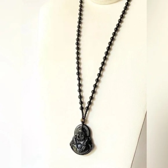 Other - Obsidian Stone Buddha Beads Chain Necklace Jade Buddhism